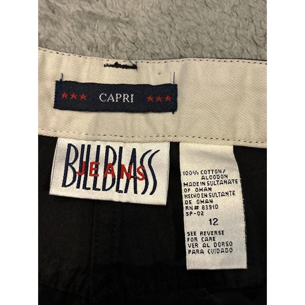 Bill Blass Jeans Womens Black Soft Touch Capri Pants Size 12 High Rise Cropped